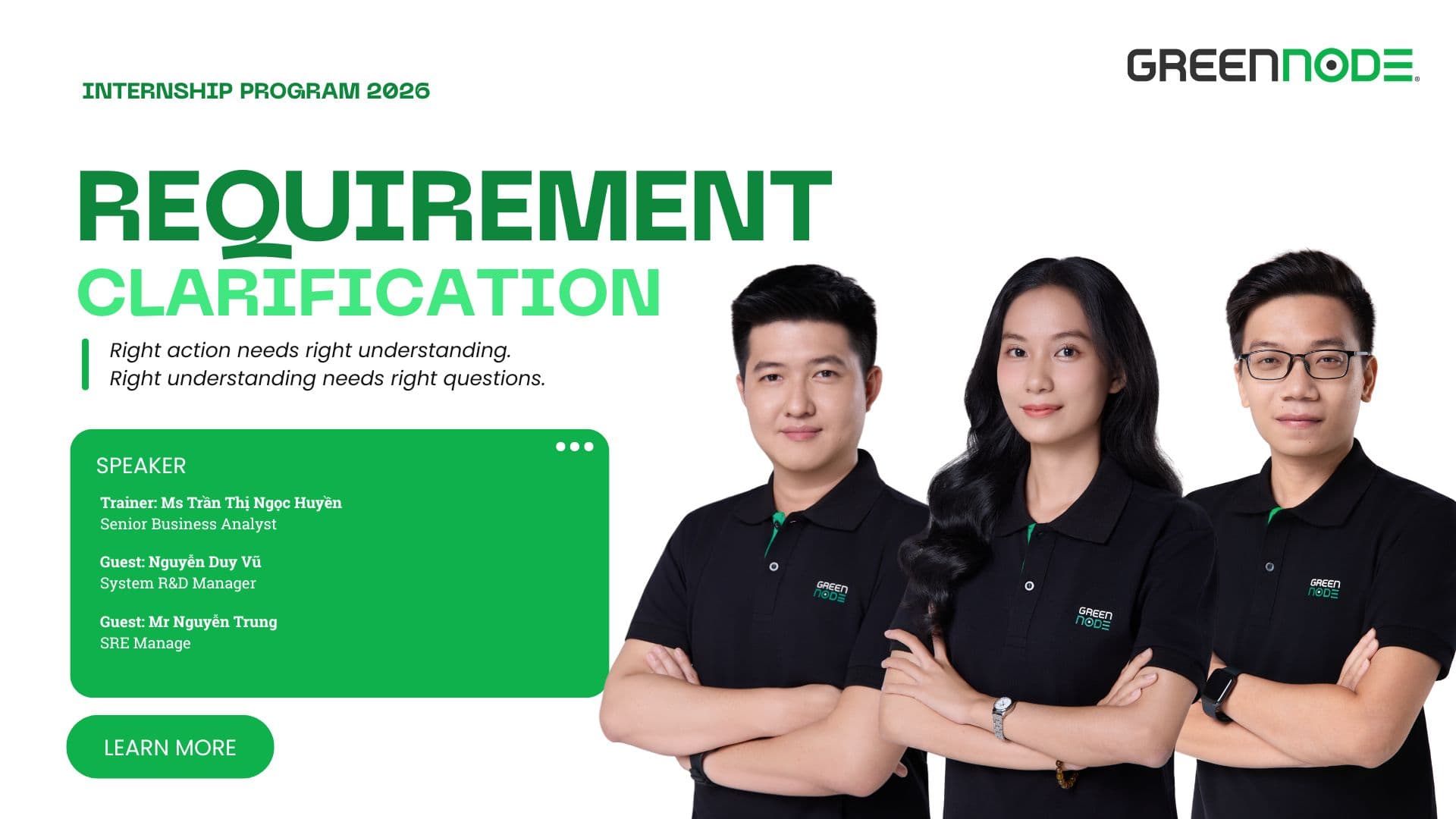 Poster workshop Requirement Clarification, GreenNode Internship Program 2026